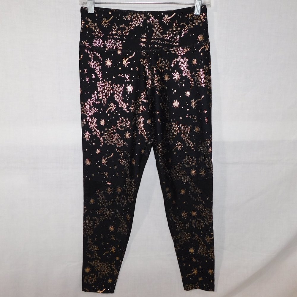 ASKYA Womens S Black Gold Constellations Space Activewear Leggings Cropped